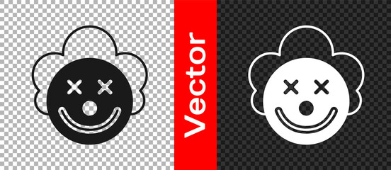 Sticker - Black Clown head icon isolated on transparent background. Vector