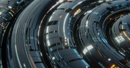 Wall Mural - sci-fi, futuristic technology concept with circular motion, electronic hud, gui panels and tubes. 3d