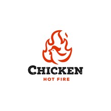 Hot Fire Chicken Logo In Rustic Hipster Vintage Design Vector Illustration