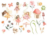 Fototapeta Dziecięca -   Fairy and Flowers watercolor illustration for girls 