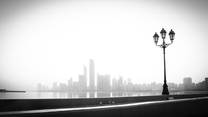 Wall Mural - Abu Dhabi Street light & skyline