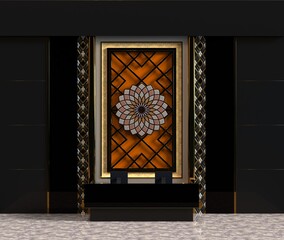 Wall Mural - 3d rendering classic luxury hotel reception hall with wall decorate