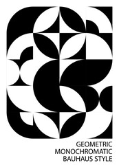 Wall Mural - abstract black white background, bauhaus style. geometric pattern, circle, semicircle, arc corner, l
