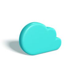 Wall Mural - 3d cloud. blue cloud with shadow isolated on white background. vector illustration