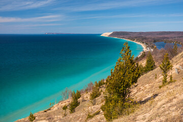 Crystal clear blue waters of Lake Michigan along the Sleeping Bear Dunes National Lakeshore.