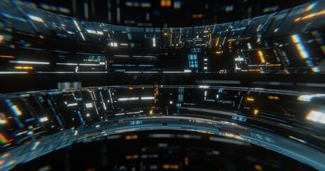 Wall Mural - advanced technology concept. sci-fi neon high tech digital abstract background. colorful circuit and