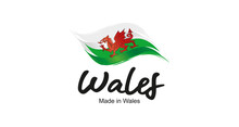 Made In Wales Handwritten Flag Ribbon Typography Lettering Logo Label Banner