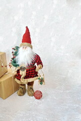 Wall Mural - Traditional Santa with Kraft Wrapped Boxes