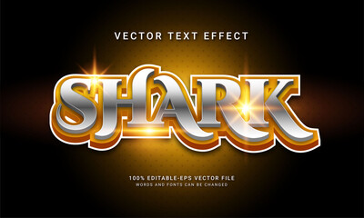 Wall Mural - Shark editable text effect with gold color