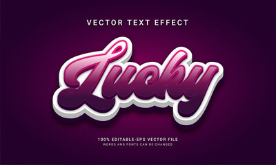 Wall Mural - Lucky editable text effect with purple color