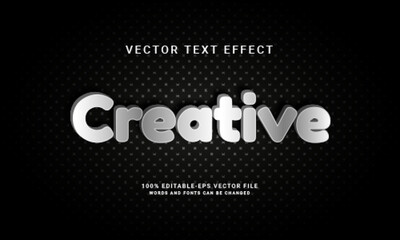 Creative editable text effect with silver color