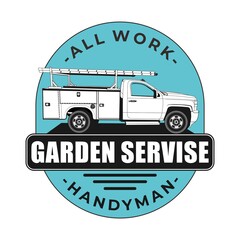 handyman services truck logo design vector