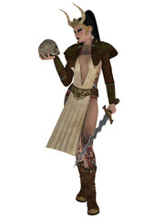 Poster - 3d illustration of an woman with a fantasy outfit