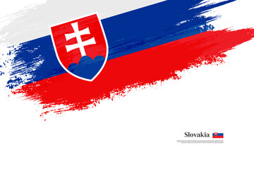 Happy independence day of Slovakia with grungy stylish brush flag background