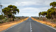 90 Mile Straight on Eyre Highway between Balladonia and Caiguna on Nullarbor Plain of Western Australia. The longest straight stretch of road in Australia and one of the longest in the world.