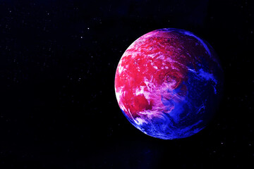 Wall Mural - Bright exoplanet on a dark background. Elements of this image were furnished by NASA.