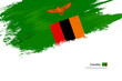 Happy independence day of Zambia with grungy stylish brush flag background