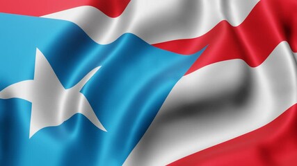 Wall Mural - 3d rendering of a National Puerto Rico flag waving in a looping motion