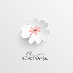  Paper flower. White flower cut from paper.Vector illustration.