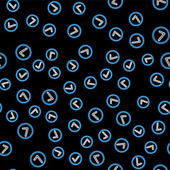 Wall Mural - Line Check mark in circle icon isolated seamless pattern on black background. Choice button sign. Checkmark symbol. Vector