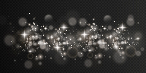 Wall Mural - white png dust light. light sparkling dust with white sparkling stars on a transparent background.gl