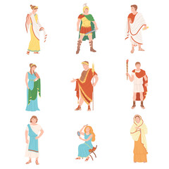 Wall Mural - Roman People Characters as Cultural Ethnicity from Classical Antiquity Vector Set