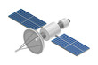 Communications Artificial Satellite Amplifying Radio Telecommunication Signal as Smart City Isometric Vector Illustration