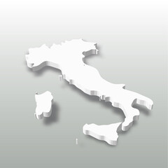 Wall Mural - Italy - white 3D silhouette map of country area with dropped shadow on grey background. Simple flat vector illustration.