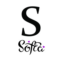 Sofia Baby Girl Name, Hand Lettering, Digital Hand-lettered Women Name,wall Decoration, Post Card,cool Names For Girls, Purple Hearts