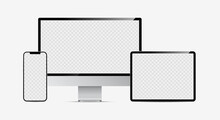 Set of device screen mockups. Vector illustration elements.