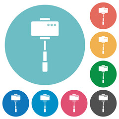 Sticker - Smartphone on selfie stick back view flat round icons