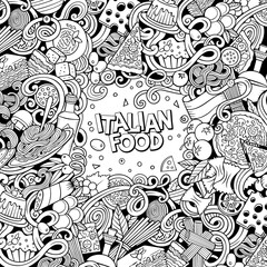 Wall Mural - Cartoon vector doodles Italian food frame