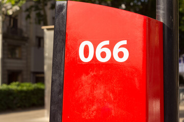 Number 066, number on red background