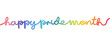 Happy pride month words in rainbow colors