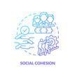 Social cohesion concept icon. Community development abstract idea thin line illustration. Providing prosperity to all citizens. Peaceful and harmonious lives. Vector isolated outline color drawing
