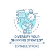 © IMG visuals icons - Diversify shipping strategy concept icon. Online marketplace success tip abstract idea thin line illustration. Logistics management. Vector isolated outline color drawing. Editable stroke