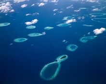 Maldives, Baa Atoll, Islands, Aerial View, Sea, Indian Ocean, Island, Atoll, Coral Islands, Coral Island, Clouds, Nature, Landscape, 