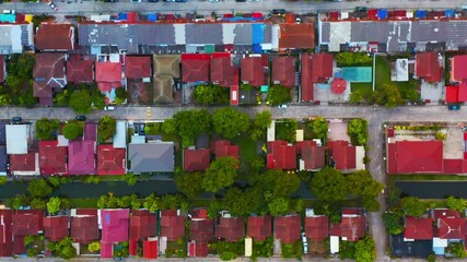 Wall Mural - Top view of real estate residential houses in Bangkok