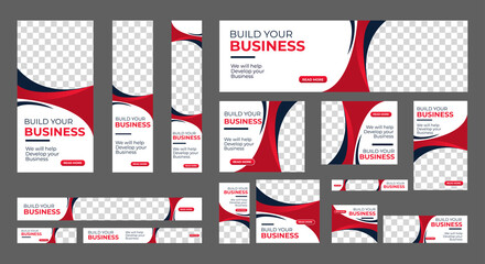 Wall Mural - set of corporate business web banners with standard size and place for images. vertical, horizontal 