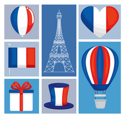 Poster - Happy bastille day icon group