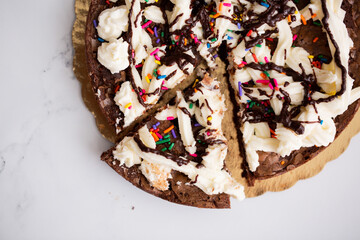 Wall Mural - Decorated Brownie With Frosting and Sprinkles