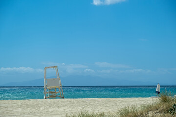 Wall Mural - Sandy beach, ocean sea water, summer vacations concept