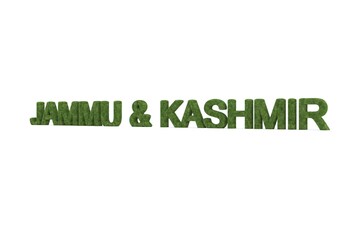 Wall Mural - 3d rendering of green grass JAMMU & KASHMIR word isolated on white background