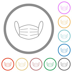 Sticker - Medical face mask flat icons with outlines