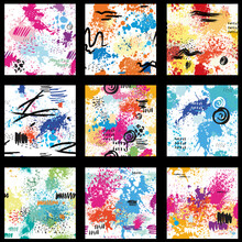 Set Of Seamless Pattern With Abstract Paint Splashes