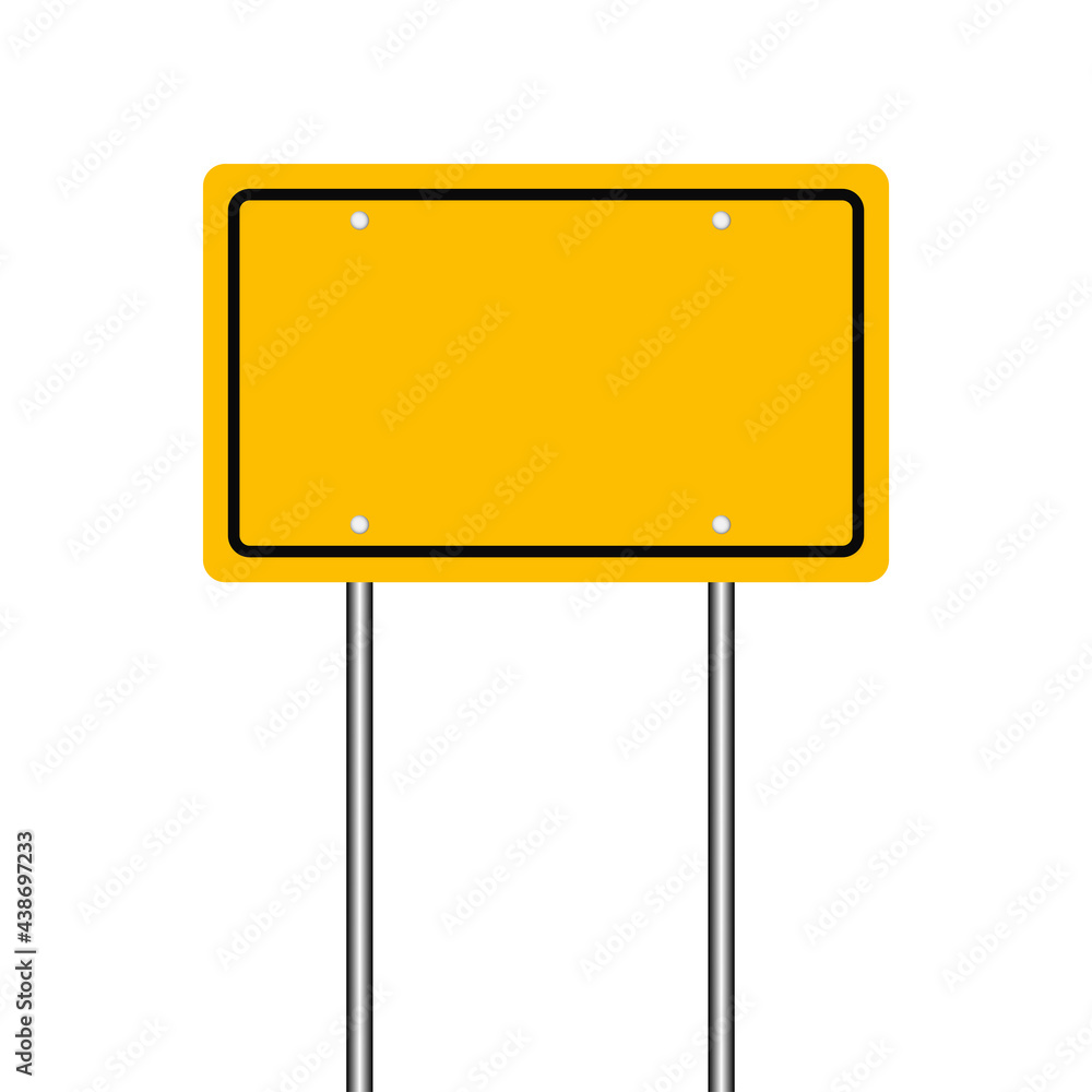 Blank yellow road sign isolated on white background Stock Vector ...