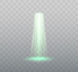 Wall Mural - ufo light beam isolated on transparent background. green light. vector illustration