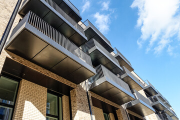 Exterior of new modern apartment buildings