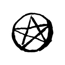 Ancient Evil Mystic Magic Symbol Of Pentagram Hand Drawn Illustration