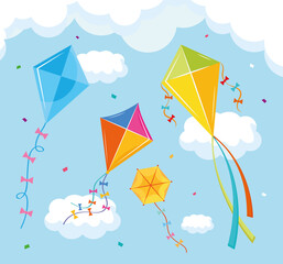 Poster - colored kites flying